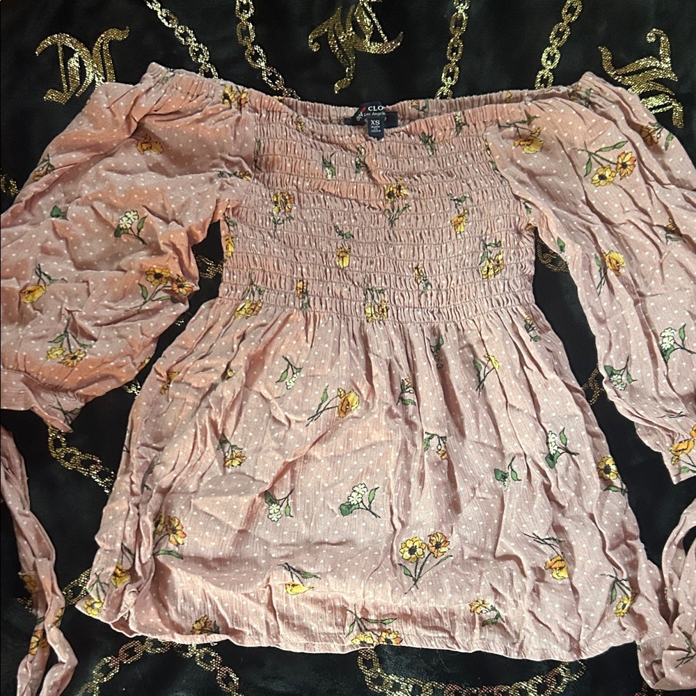Floral Smocked Off-Shoulder Top - Pink